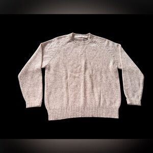 Vintage The Fox Collection Wool Blend Sweater Mens XL Beige Crewneck Raglan